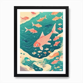 Sealife Centre Fish Poster Style Reef Pastel Koi Carp Goldfish Art Print