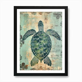 Ornamental Sea Turtle Wallpaper Style 8 Art Print