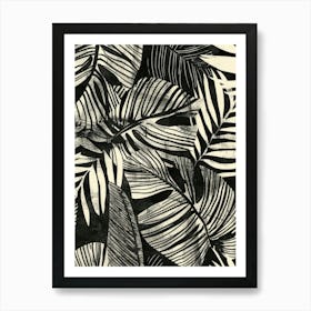 Palm Leaves In Black And White Poster