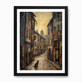 Painting Of Florence With A Cat In The Style Of Renaissance, Da Vinci 2 Art Print