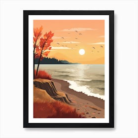 Autumn , Fall, Landscape, Inspired By National Park in the USA, Lake, Great Lakes, Boho, Beach, Minimalist Canvas Print, Travel Poster, Autumn Decor, Fall Decor 21 Art Print