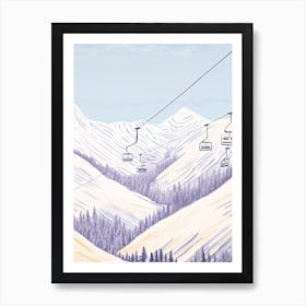 Verbier   Switzerland, Ski Resort Pastel Colours Illustration 3 Art Print