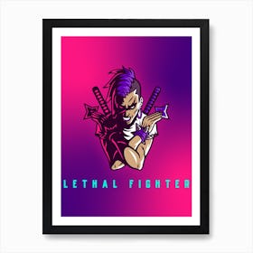 Lethal Fighter - Gaming Logo Creator An Urban Ninja With Deadly Weapons Art Print