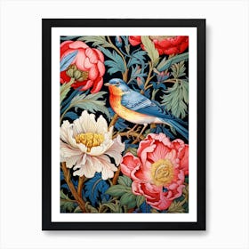 Bird On A Peony Art Print