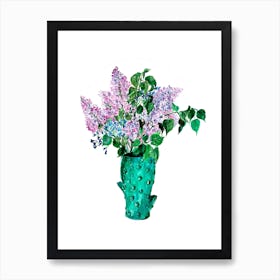 Lilacs In Cactus Vase Art Print