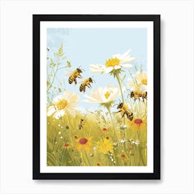 European Honey Bee Storybook Illustration 10 Art Print