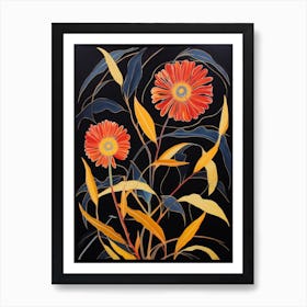 Gaillardia 2 Hilma Af Klint Inspired Flower Illustration Art Print