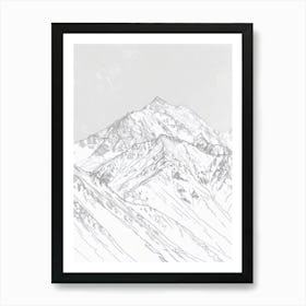 Toubkal Morocco Color Line Drawing (1) Art Print