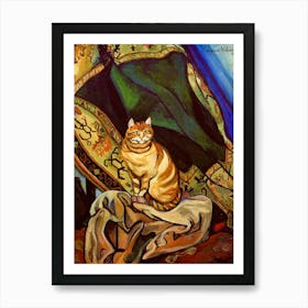 Raminou sitting on a cloth 1920 by Suzanne Valadon (Rare) Remastered HD Immaculate Painting of Famous Ginger Tabby Cat ~ Signed and Dated top right Art Print