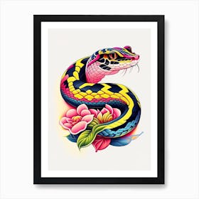Gaboon Viper Snake Tattoo Style Art Print