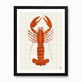 Lobster On Checkered Tablecloth Art Print