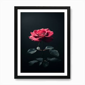 Single Rose On Black Background 7 Art Print