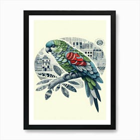 Nimbus Parrot On A Branch Art Print