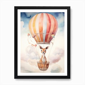 Baby Gazelle In A Hot Air Balloon Art Print