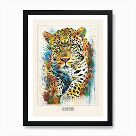 Leopard Colourful Watercolour 4 Poster Art Print