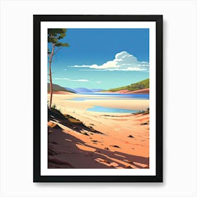 Whitehaven Beach, Australia, Flat Illustration 2 Art Print