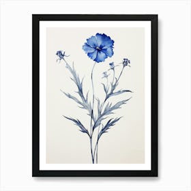 Blue Botanical Cornflower 2 Art Print