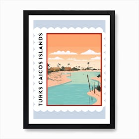 Turks Caicos Islands Travel Stamp Poster Art Print