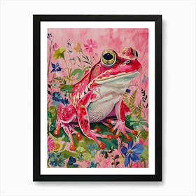 Floral Animal Painting Frog 3 Art Print