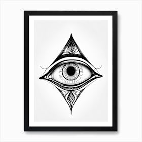 Clarity, Symbol, Third Eye Simple Black & White Illustration 1 Art Print