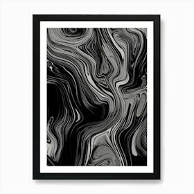 Black absolute. Fluid Looping Acrylic Black Line. livingroom print art Art Print