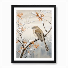 Winter Bird Painting Mockingbird 2 Art Print