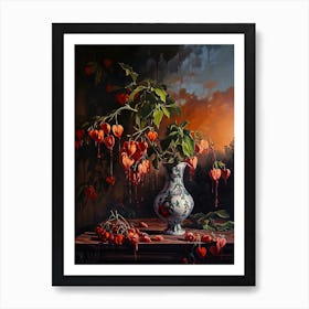 Baroque Floral Still Life Bleeding Hearts Dicentra 2 Art Print