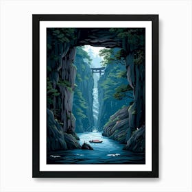 Waterfall In A Cave Art Print