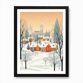 Retro Winter Illustration Windsor United Kingdom Art Print