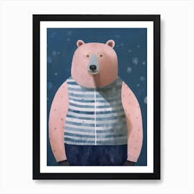 Playful Illustration Of Grizzly Bear For Kids Room 4 Art Print