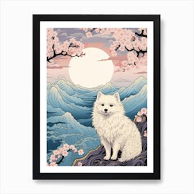 Arctic Fox Japanese Illustration 4 Art Print