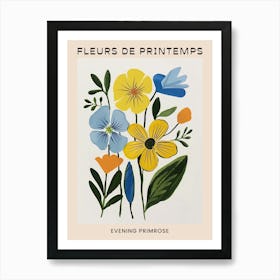 Spring Floral French Poster  Evening Primrose 3 Art Print