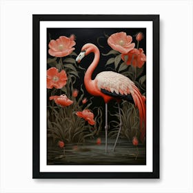 Dark And Moody Botanical Greater Flamingo 2 Art Print