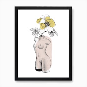 Nude With Flower Art Print