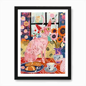 Tea Time With A Cornish Rex Cat 3 Art Print