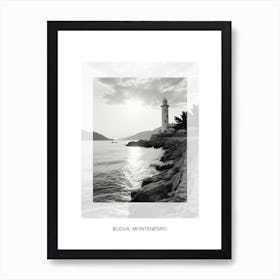 Poster Of Budva, Montenegro, Black And White Old Photo 2 Art Print