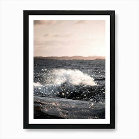 Wave Sunset Glitter Art Print