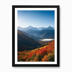 Alpine Landscape Unfurls Across Panoramic Canvas Autumn Colors Drape The Mountain Slopes Fiery Map (3) Art Print