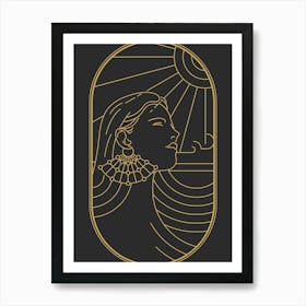 Art Deco Woman 3 Minimalist Black & Gold Art Print