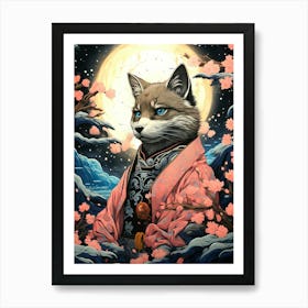 Fox In Cherry Blossoms 2 Art Print