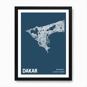 Dakar Blueprint City Map 1 Art Print