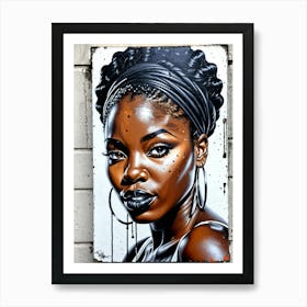 Graffiti Mural Of Beautiful Black Woman 352 Art Print