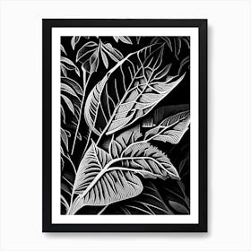 Marsh Tea Leaf Linocut 2 Art Print