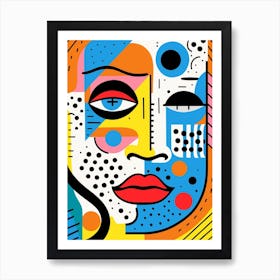 Pastel Geometric Abstract Face 4 Art Print