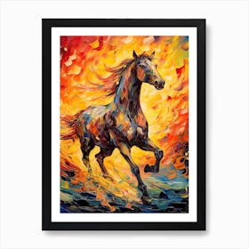 Running Horse Painting On Canvas 2 Art Print