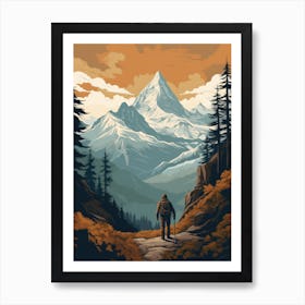 Mountaineer In The Mountains 2 Art Print