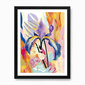 Colourful Flower Illustration Iris 6 Art Print