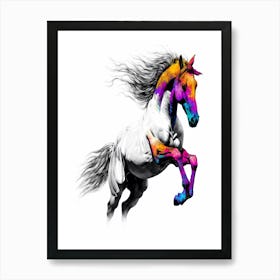 Horse Wild Tribal Illustration Art 09 Art Print