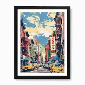 Chinatown New York Colourful Silkscreen Illustration 2 Art Print