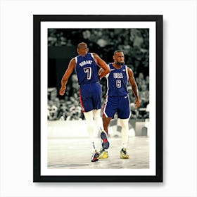 Kevin Durant And Lebron James Of Team United States React During The Men S Gold Medal Game Between Team France Art Print